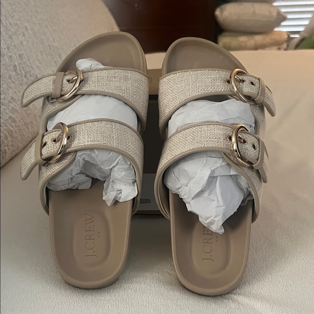 J. Crew Women's Tan Double-Buckle Sandals